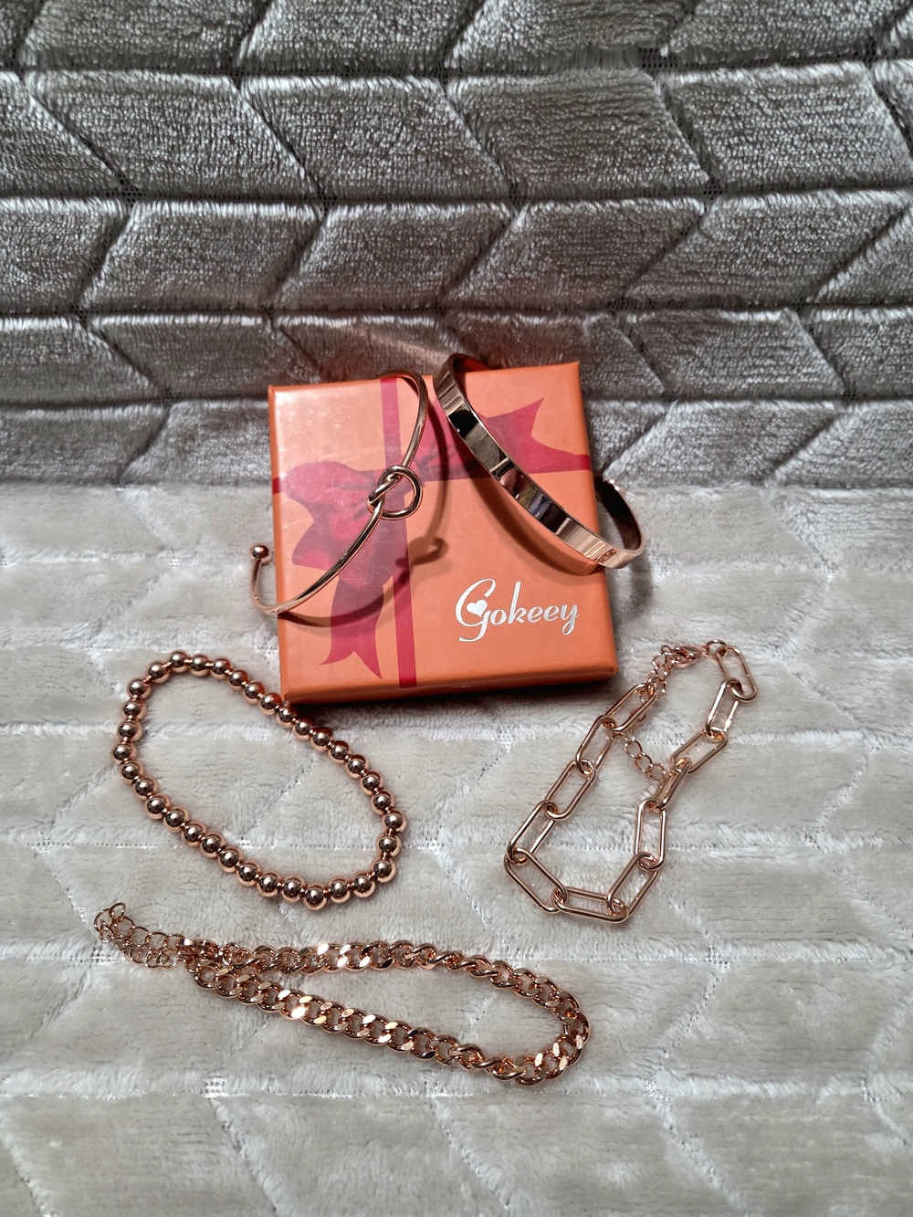 New Rose Gold Bracelet Set - Women's Fashion Jewelry- 5 PC